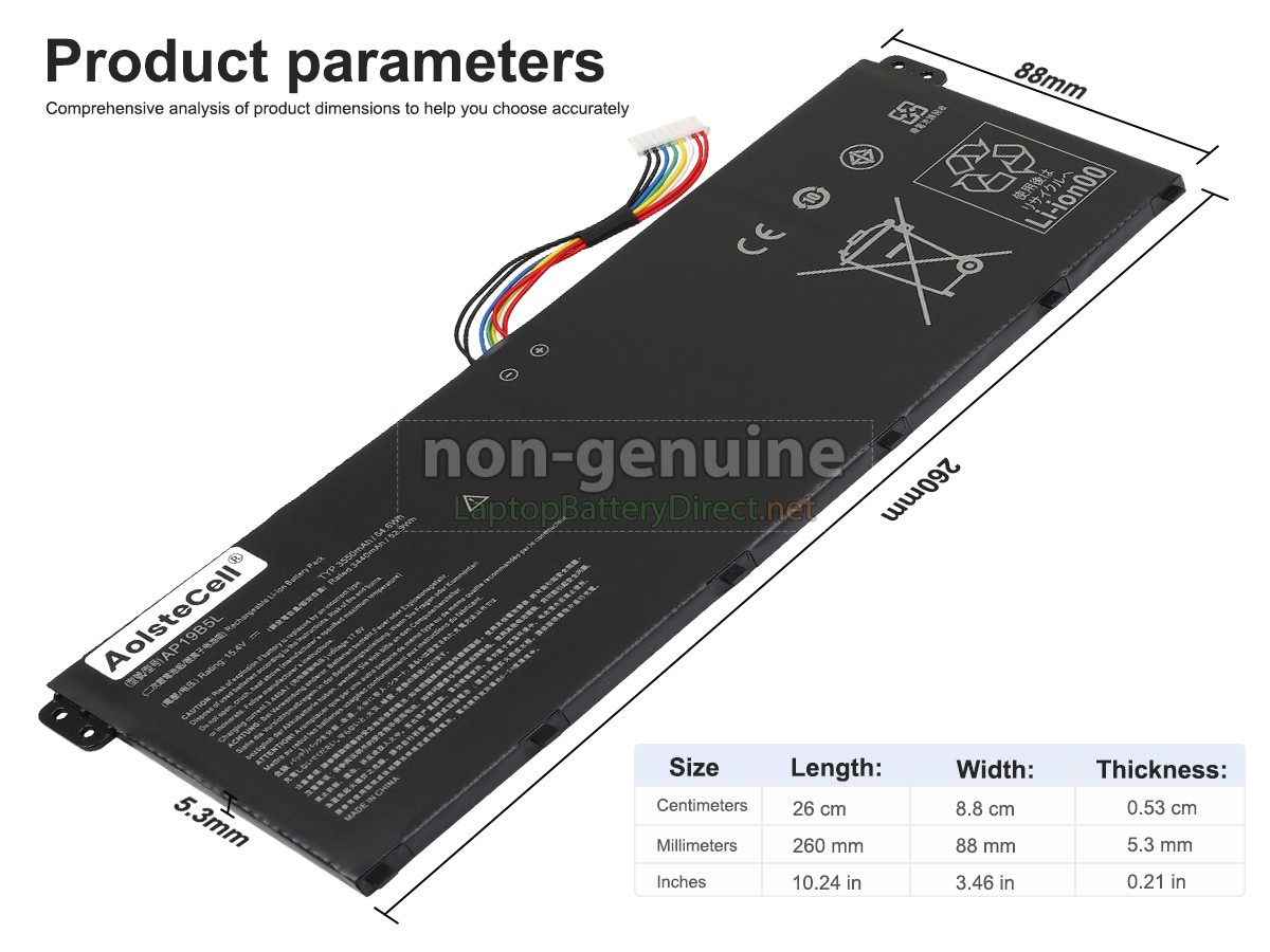 replacement Acer AP19B5L battery