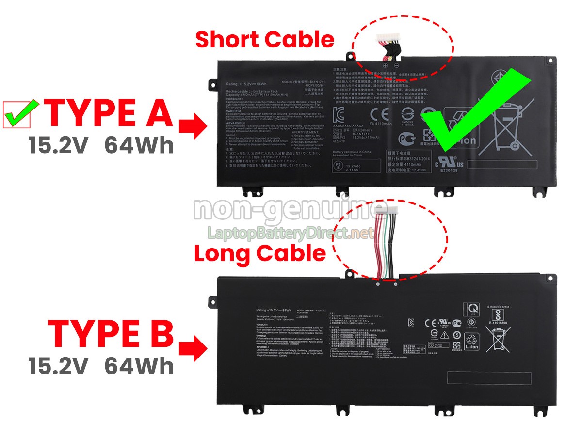 replacement Asus B41N1711 battery