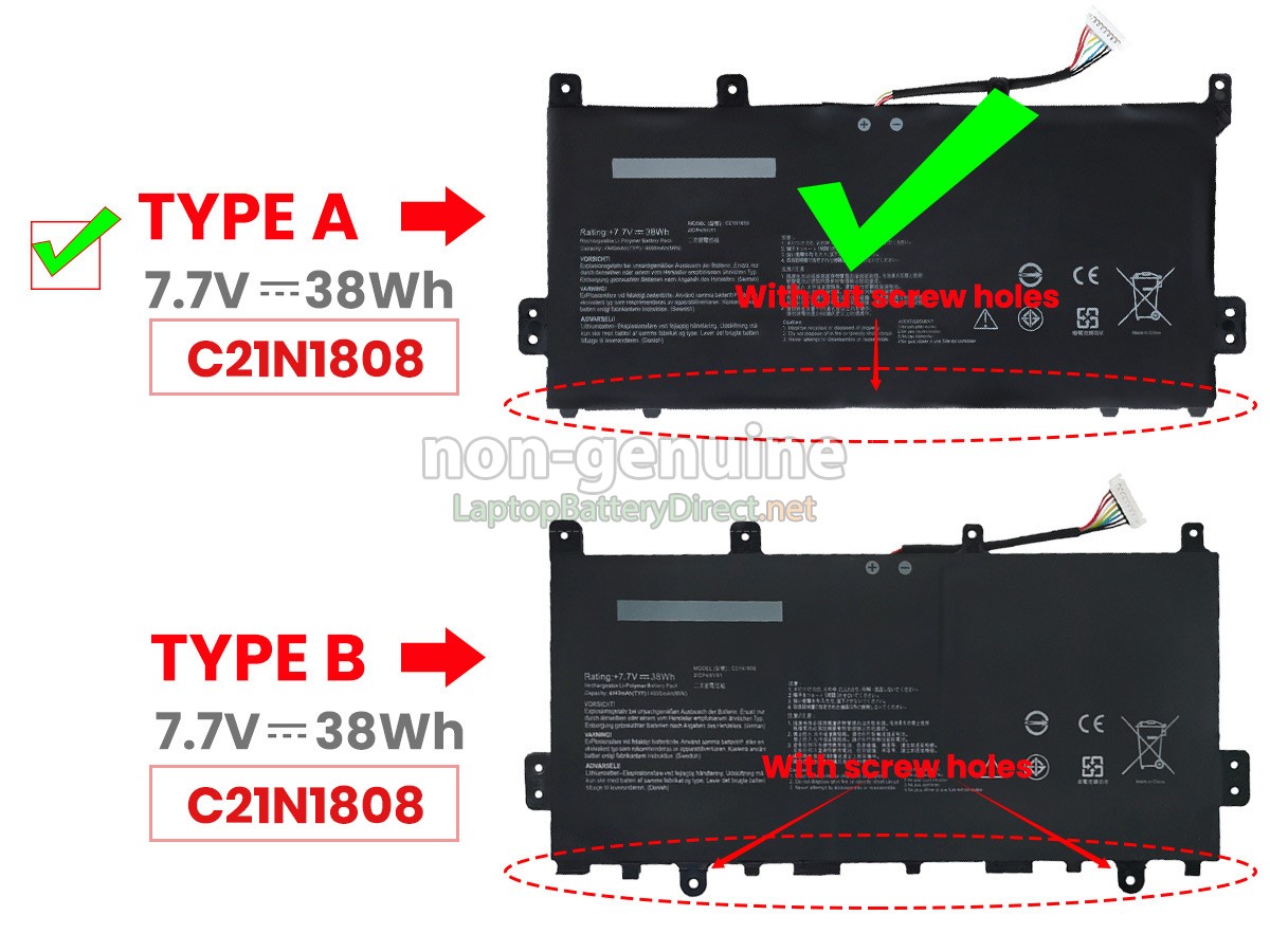 replacement Asus C21N1808(2ICP4/91/91) battery