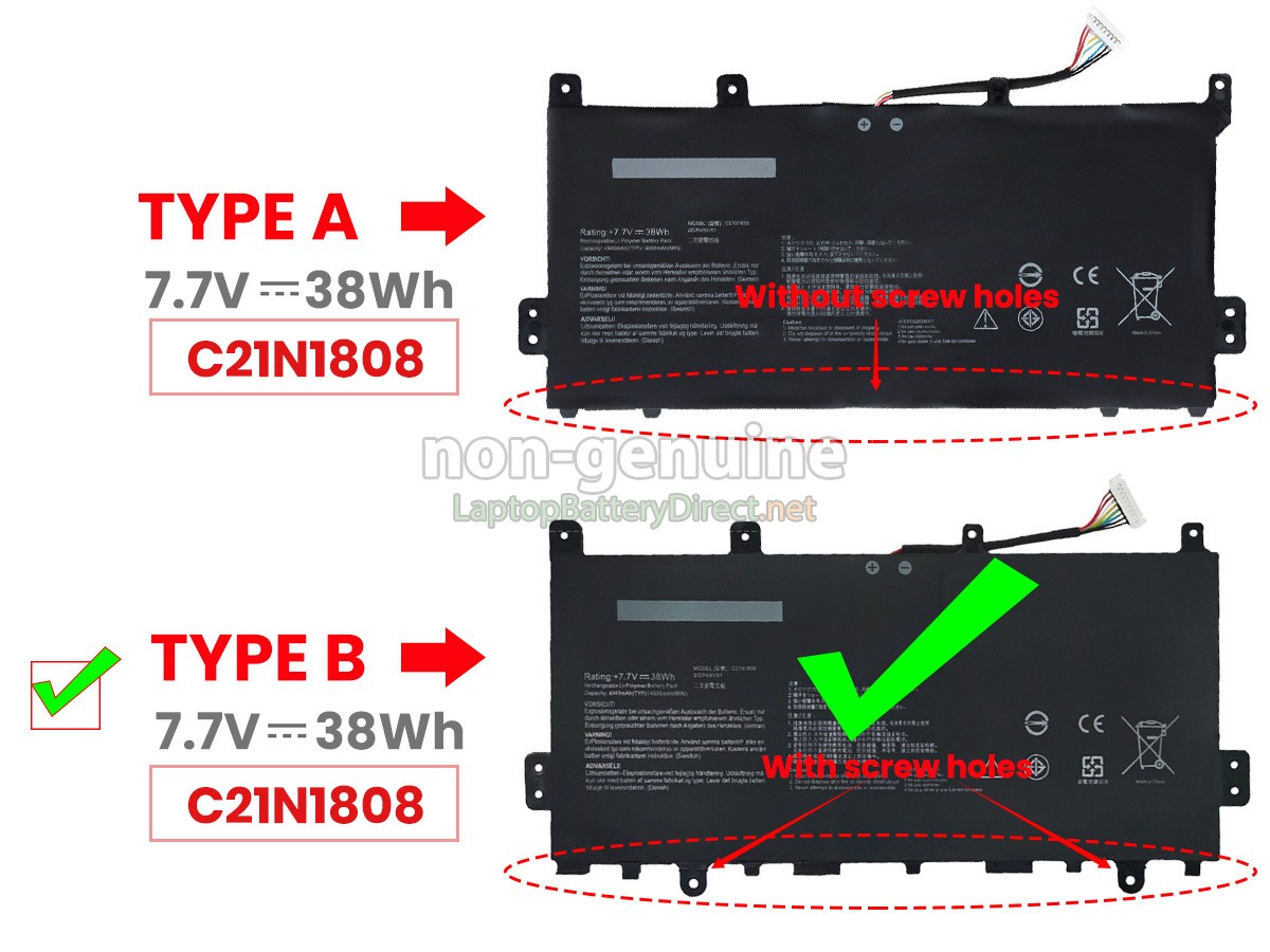 replacement Asus C21N1808(2ICP4/91/91) battery