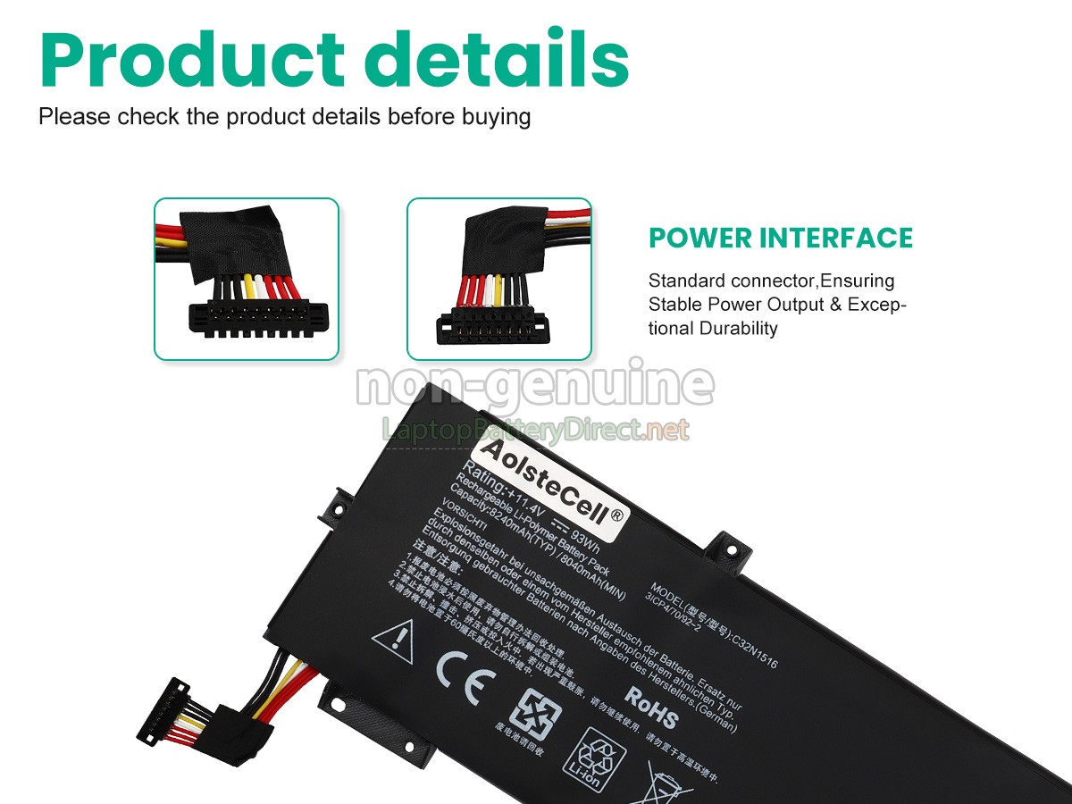 replacement Asus Rog G701VIK-77D08SB1 battery