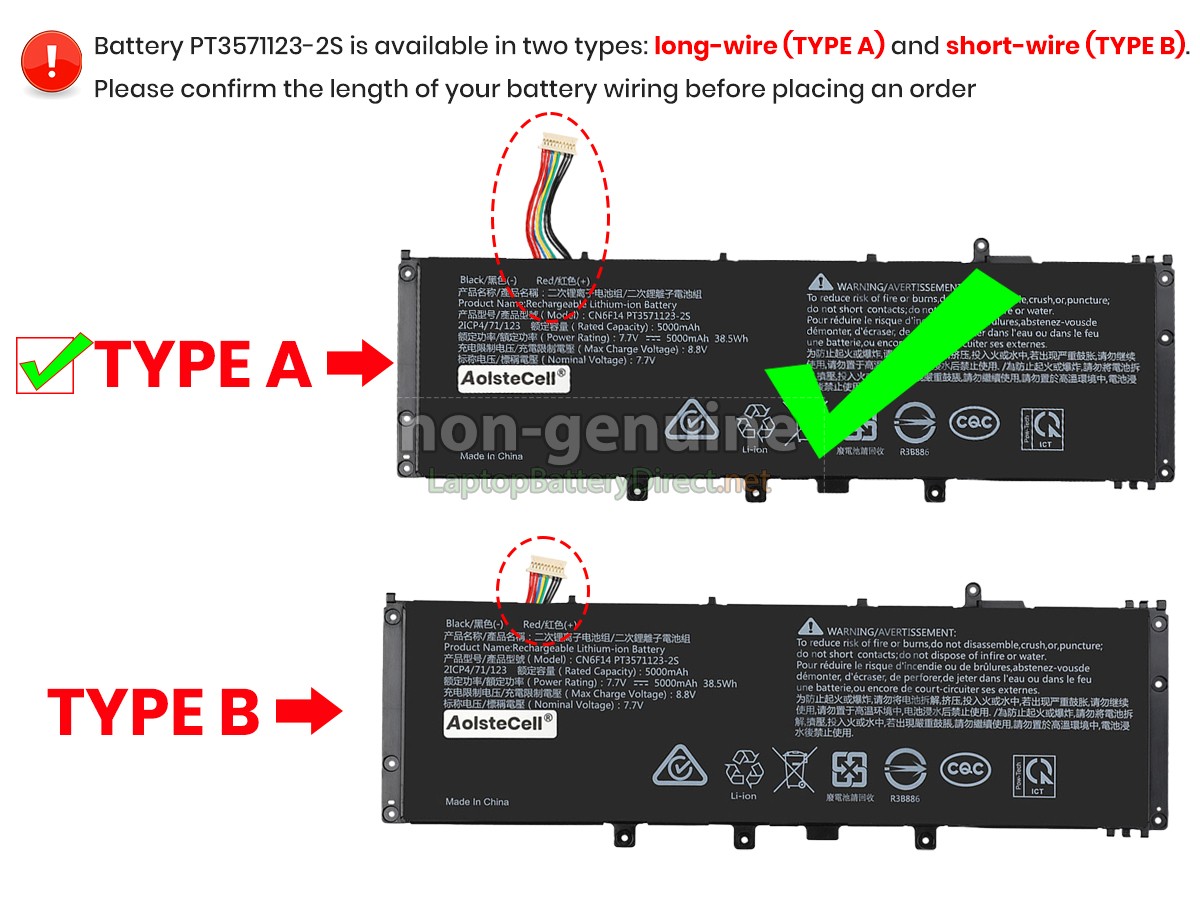 replacement Avita PT3571123-2S battery