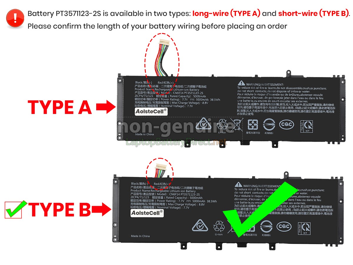 replacement Avita PT3571123-2S battery