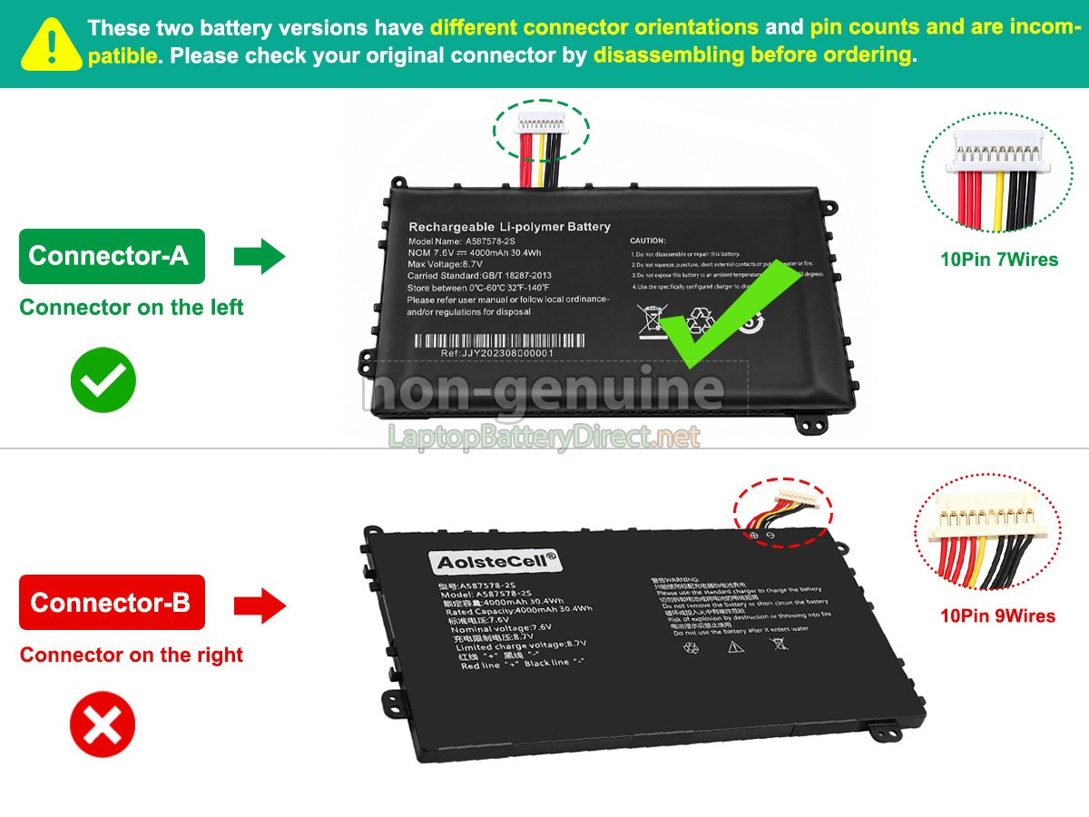 replacement AXIOO 587578 battery