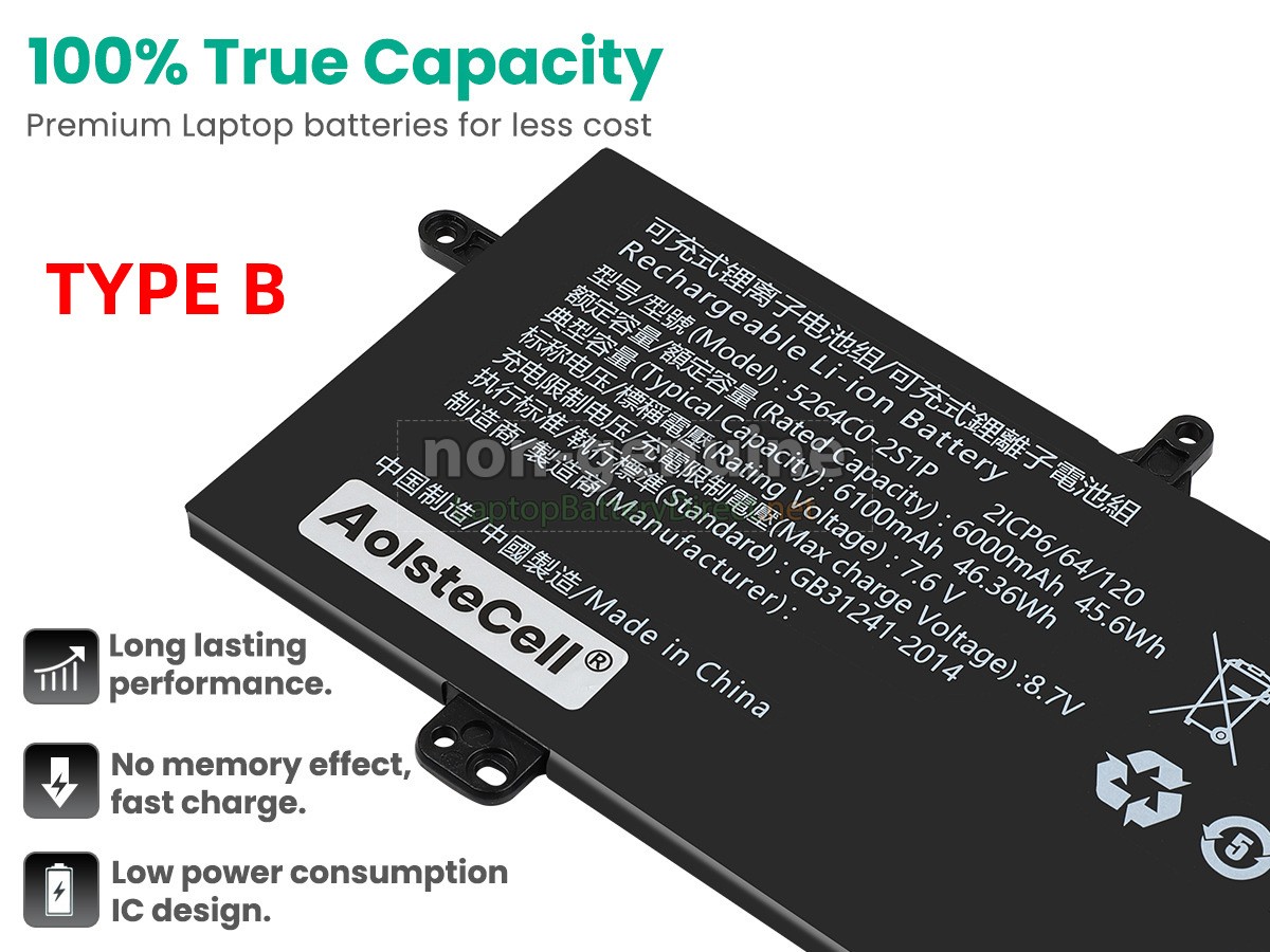 replacement Haier 5264C0-2S1P battery