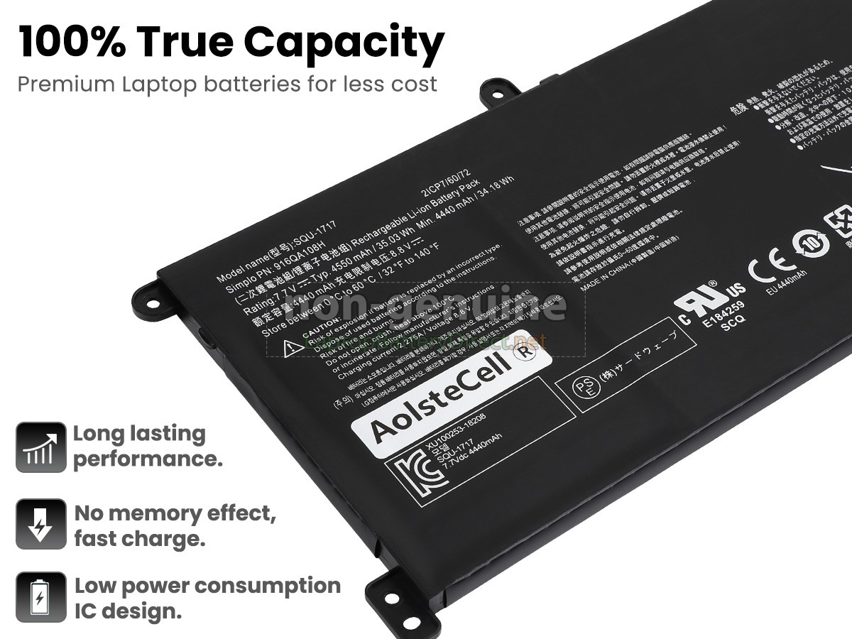 replacement Hasee SQU-1717 battery