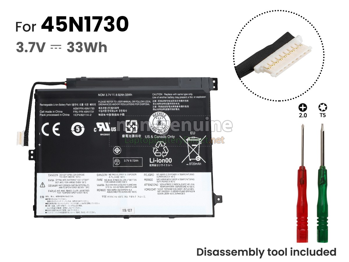 replacement Lenovo 45N1733 battery