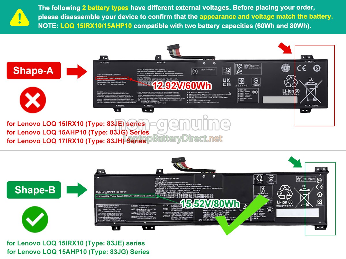 replacement Lenovo LOQ 15IRX10-83JE00T6DP battery