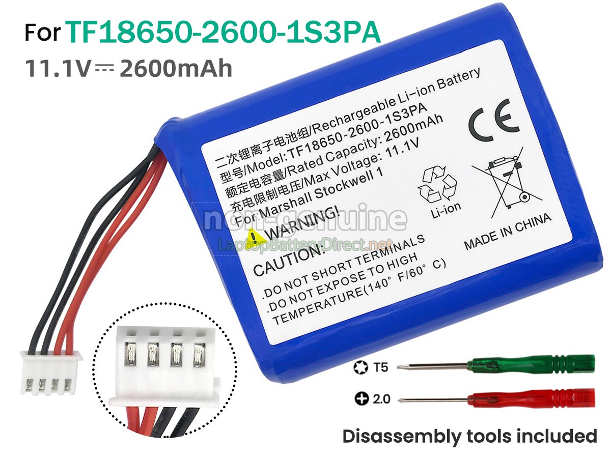 replacement Marshall TF18650-2600-1S3PA battery