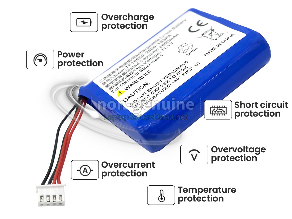 replacement Marshall TF18650-2600-1S3PA battery