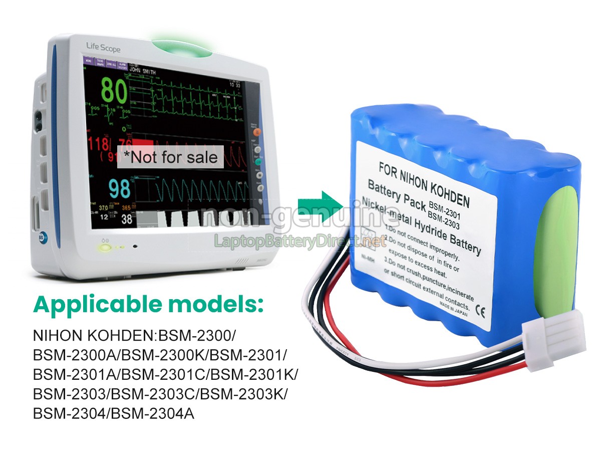 replacement Nihon Kohden BSM-2301 battery