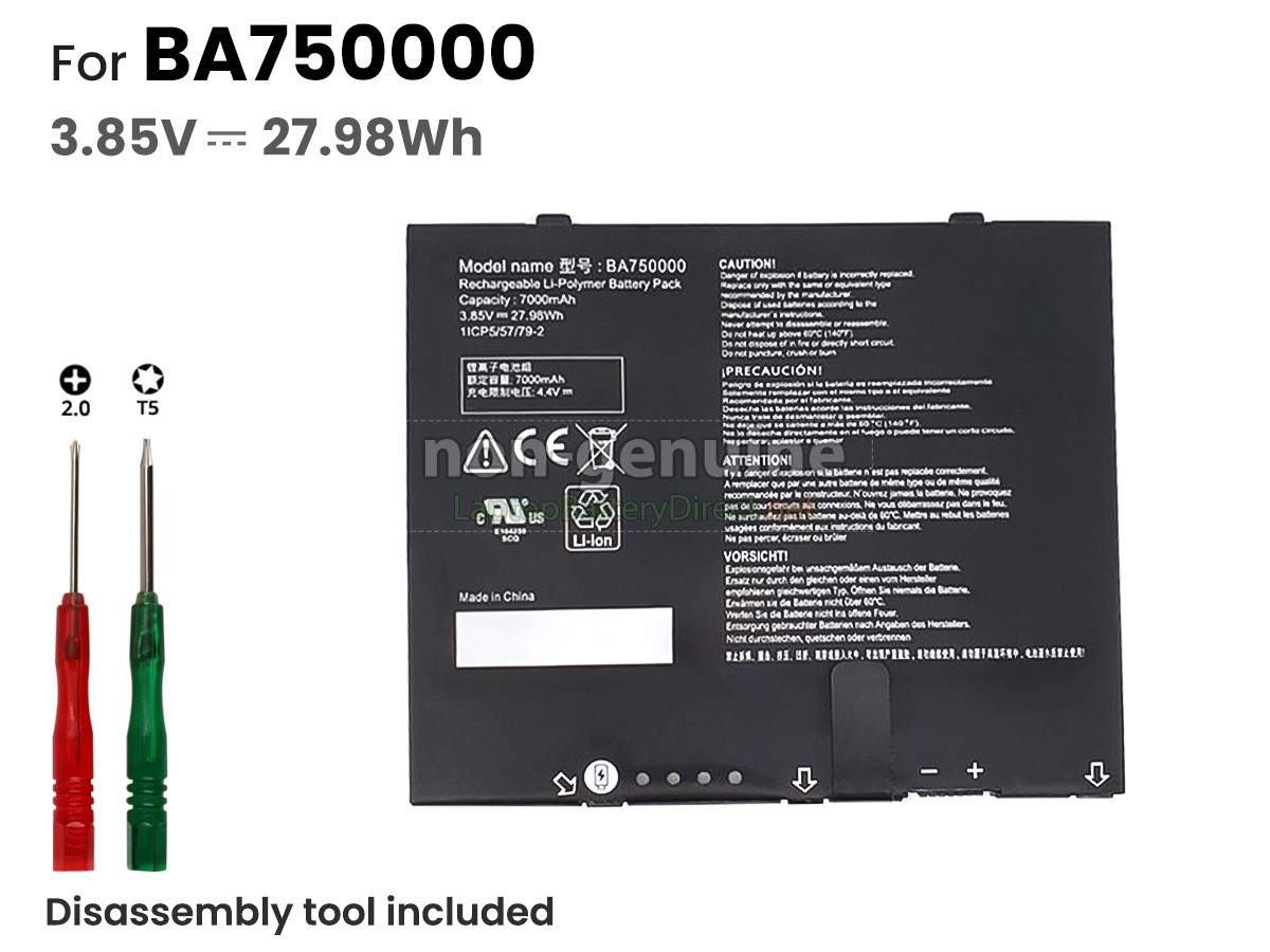 replacement Quest BA750000(1ICP5/57/81-2) battery