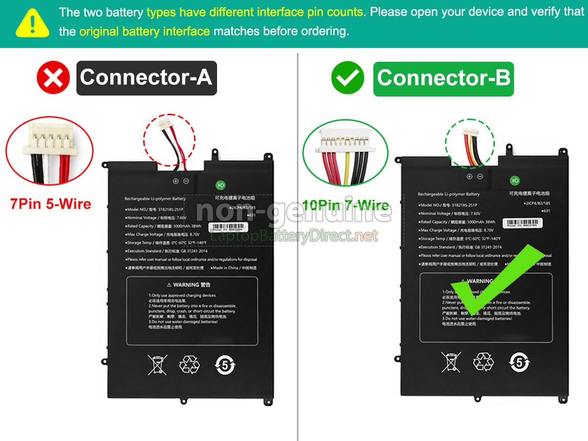 replacement Sgin 3182185-2S1P battery