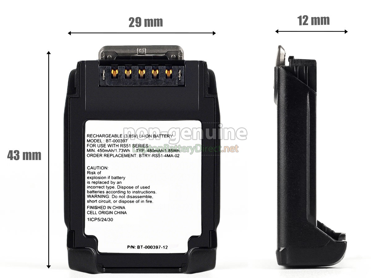 replacement Zebra RS6100 BLUETOOTH RING SCANNER battery