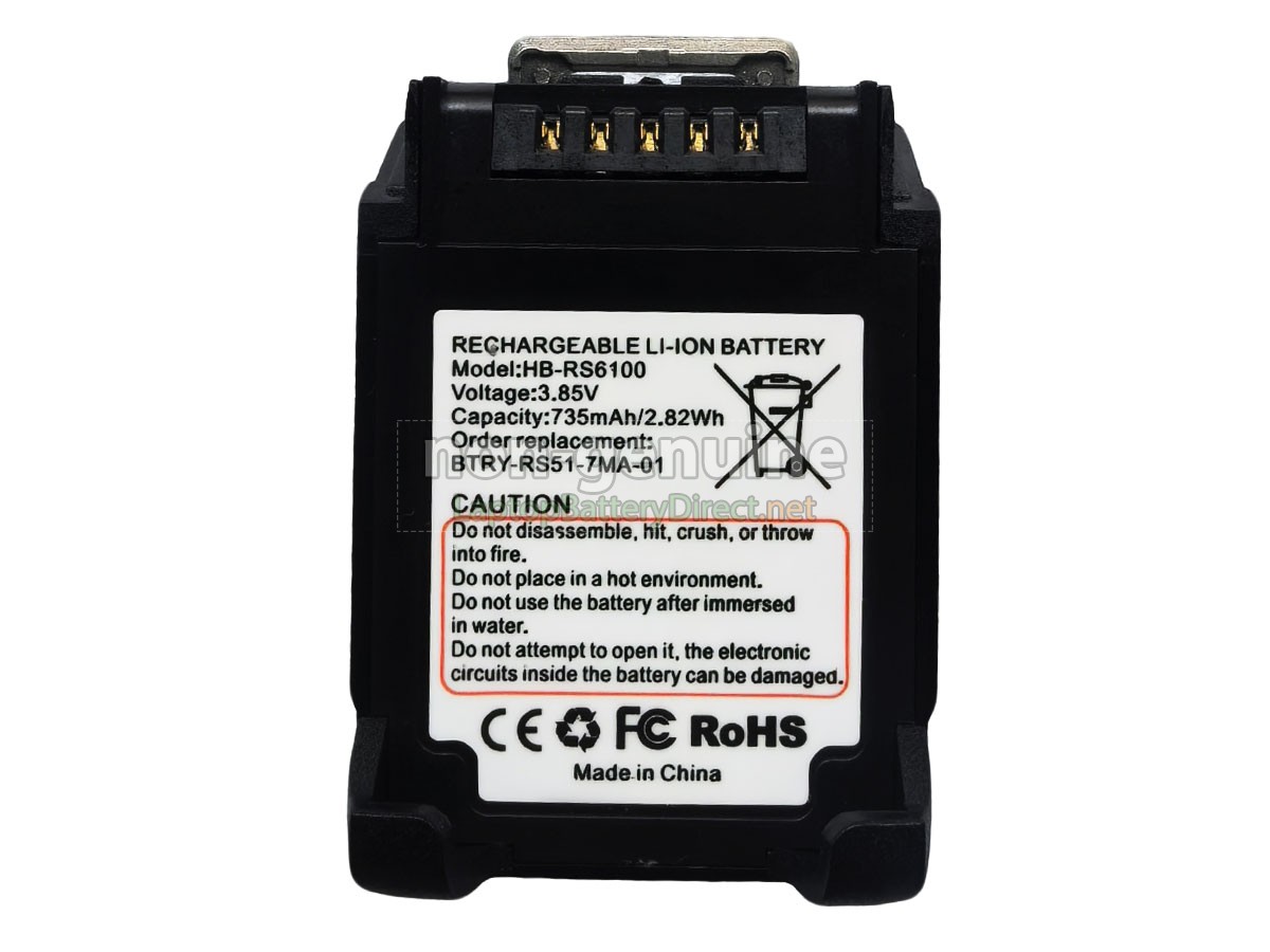 replacement Zebra RS6100 BLUETOOTH RING SCANNER battery