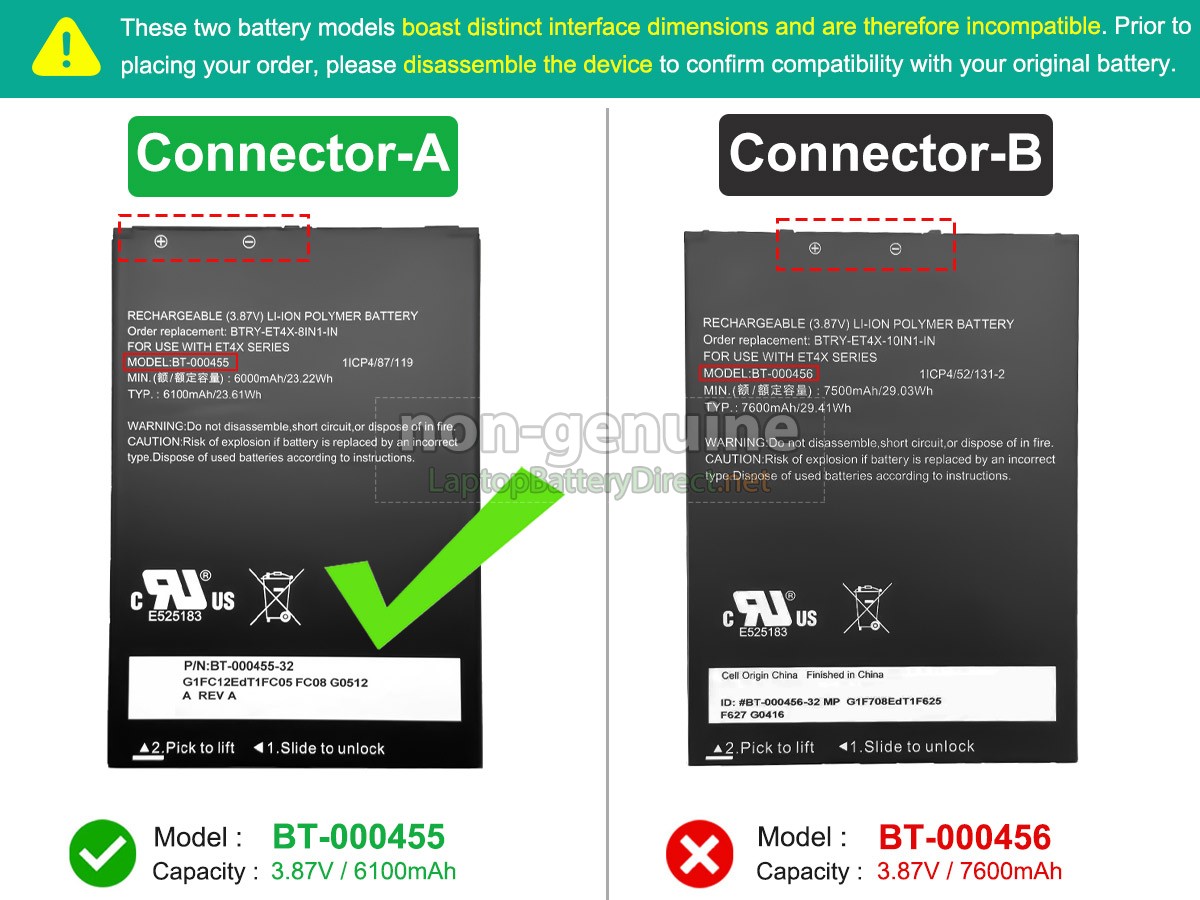 replacement Zebra ET45HC battery
