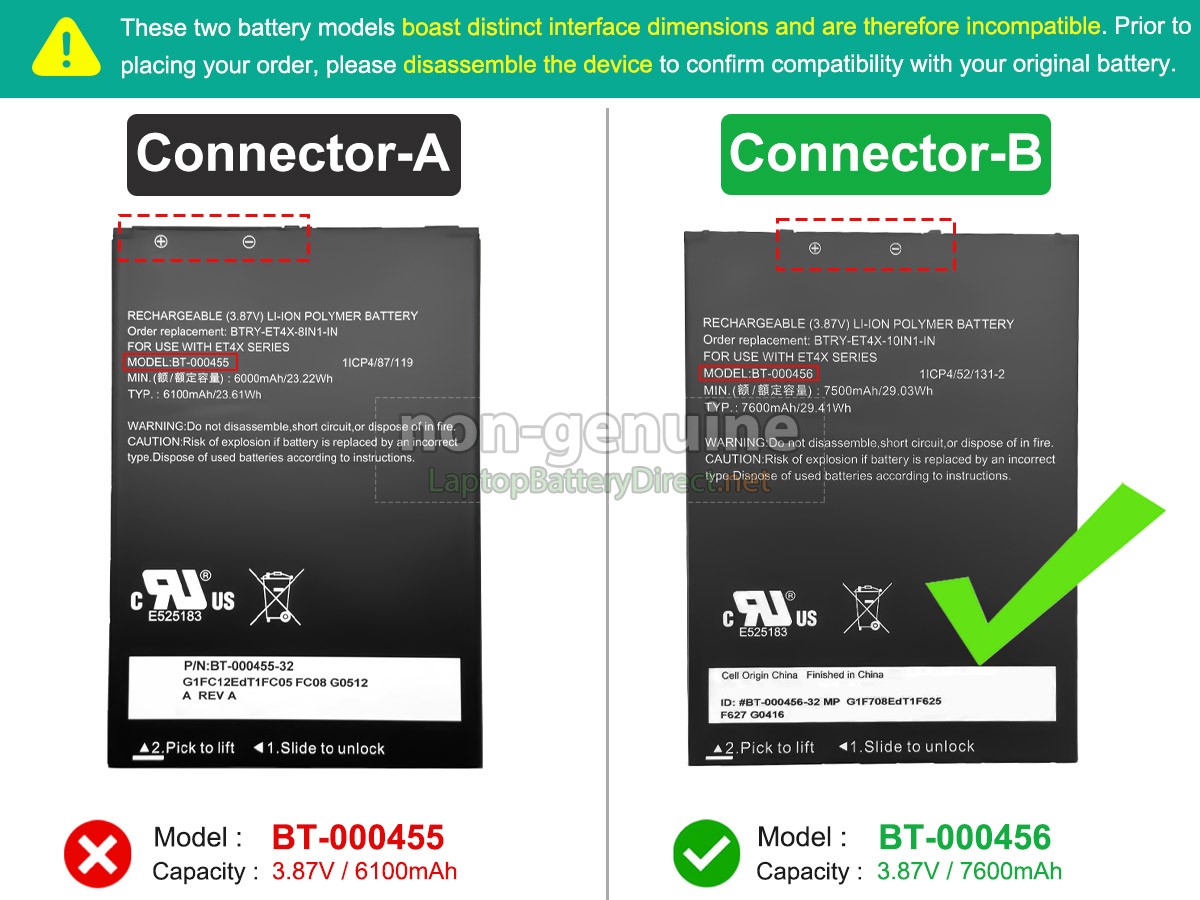 replacement Zebra ET45HC battery